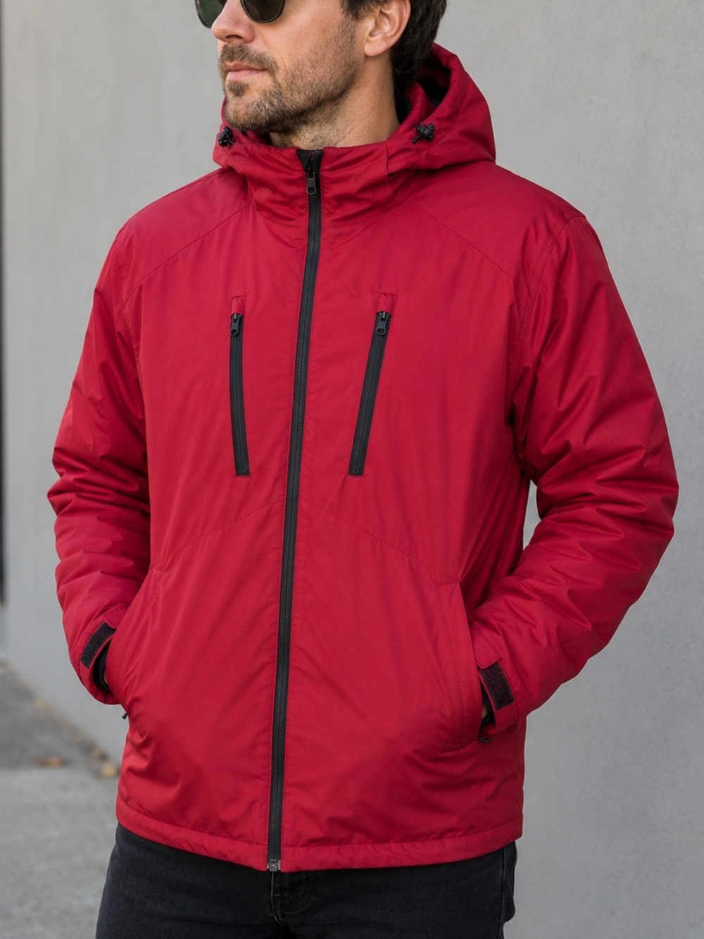 SEARS Burgundy Hooded Winter Jacket Men’s L/G Insulated Full Zip Coat